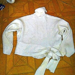 Zara ribbed knit turtleneck with tie sweater